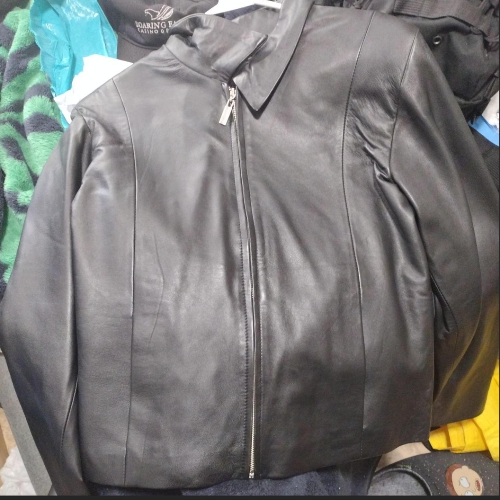 Leather jacket with Harley Quinn on the back